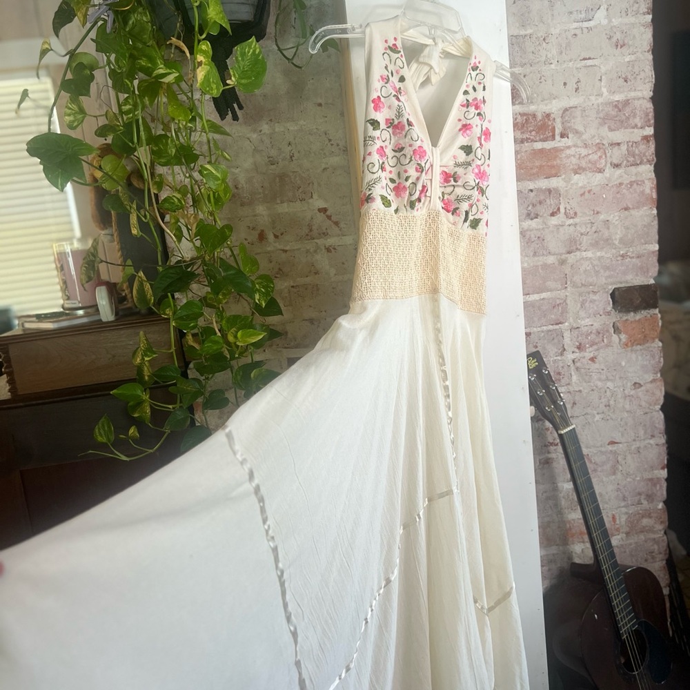 Floral Embroidered Maxi Mexican Wedding Dress - Picture 8 of 9